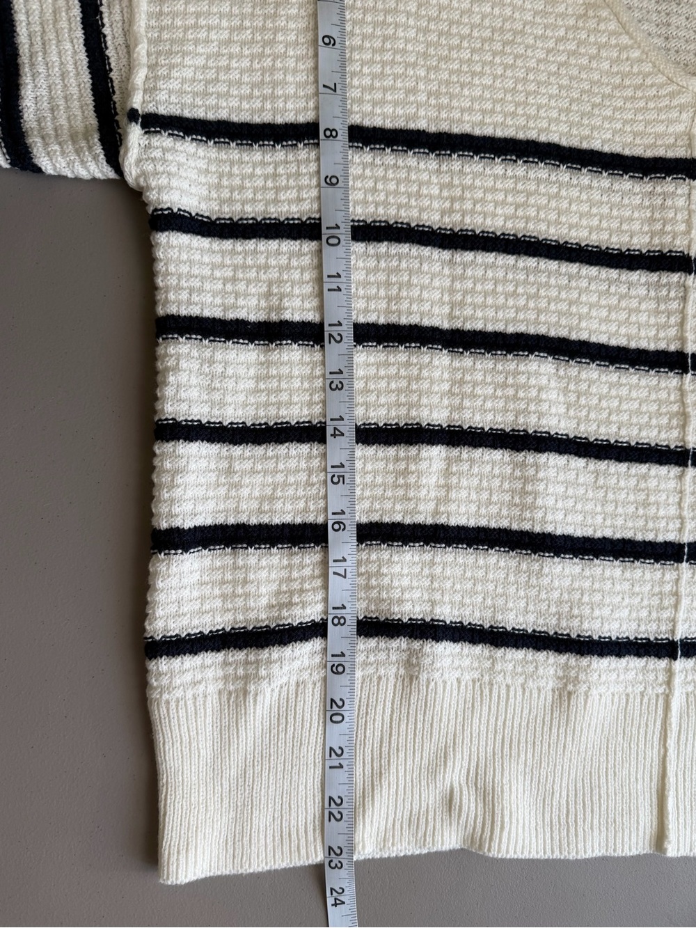 NWT Lucky Brand striped coastal boxy cotton blend v neck sweater size 1X ribbed - Picture 8 of 9